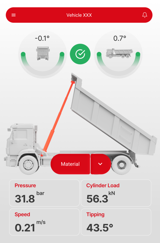 ITA EVO app — green state: values within safety thresholds